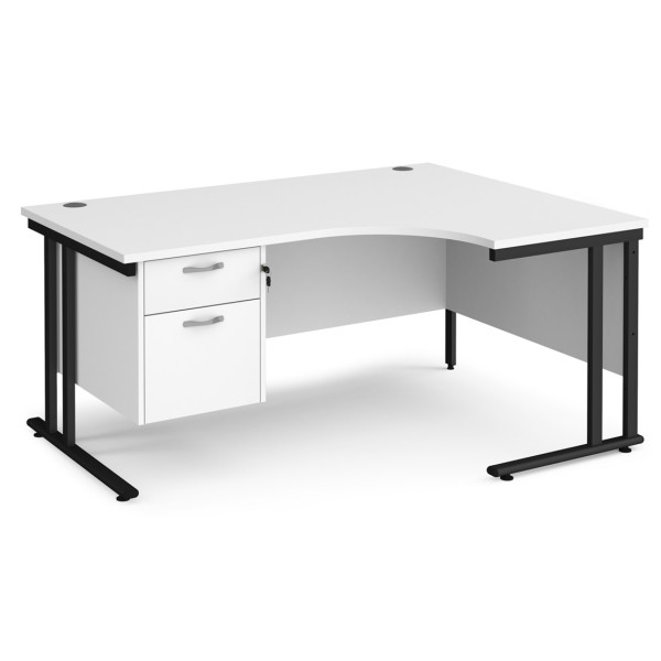 Maestro Cantilever Leg Corner Desk with Two Drawer Pedestal